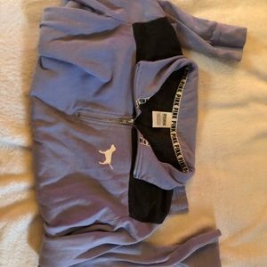 PINK zip up crew neck pull over